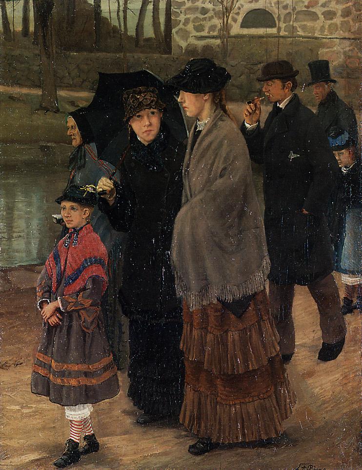 On the Way to Church, vintage artwork by Lauritz Andersen (L.A.) Ring, 12x8" (A4) Poster