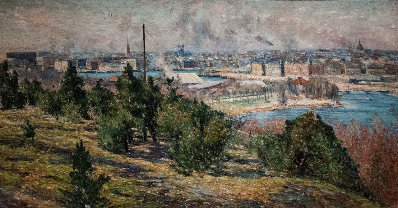 View of Stockholm from Skansen, vintage artwork by Karl Nordström, 12x8" (A4) Poster