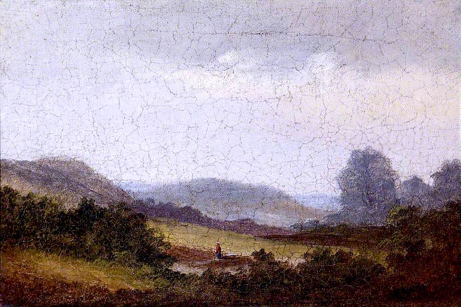 Figures in a Hilly Landscape, vintage artwork by William Turner of Oxford, 12x8" (A4) Poster