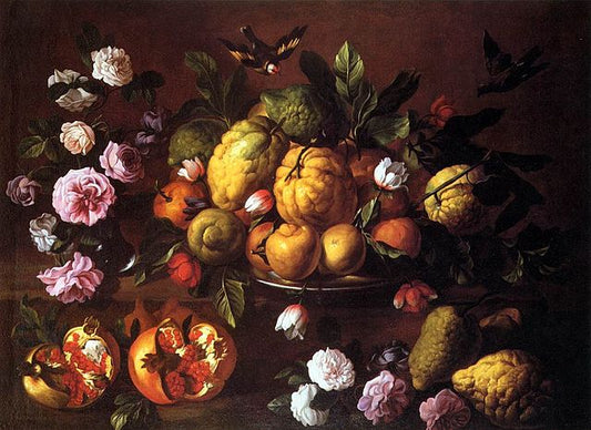 Still-life, vintage artwork by Luca Forte, 12x8" (A4) Poster