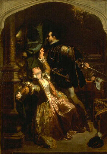 Valentine et Raoul, vintage artwork by Camille-Joseph-Étienne Roqueplan, A3 (16x12") Poster Print