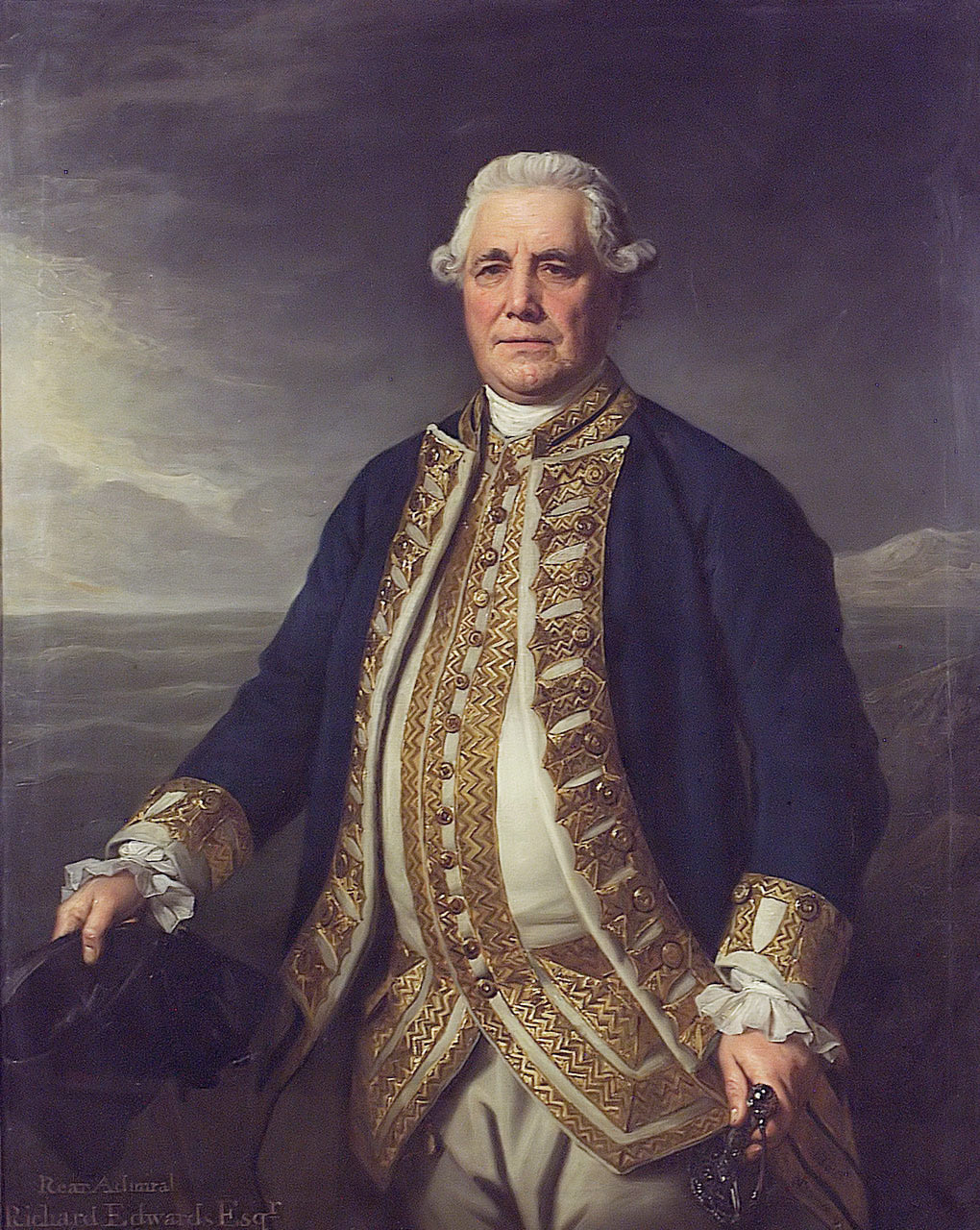 Admiral Richard Edwards, vintage artwork by Sir Nathaniel Dance-Holland, 12x8" (A4) Poster