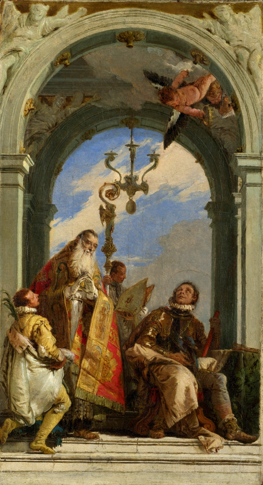 Saints Maximus and Oswald, vintage artwork by Giovanni Battista Tiepolo, 12x8" (A4) Poster