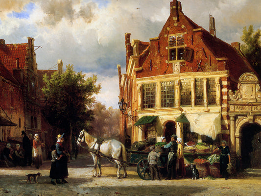 The Corner of Westerstraat and Tabakstraat in Enkhuizen, vintage artwork by Cornelis Springer, A3 (16x12") Poster Print