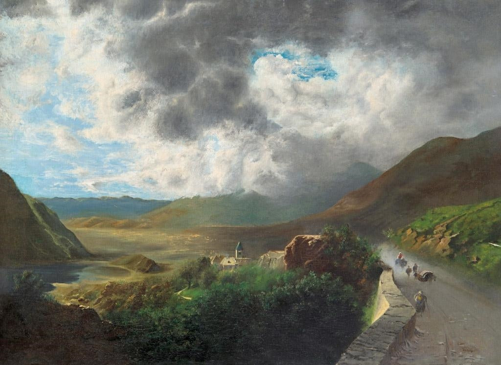 Gloomy Landscape, vintage artwork by Károly Telepy, 12x8" (A4) Poster