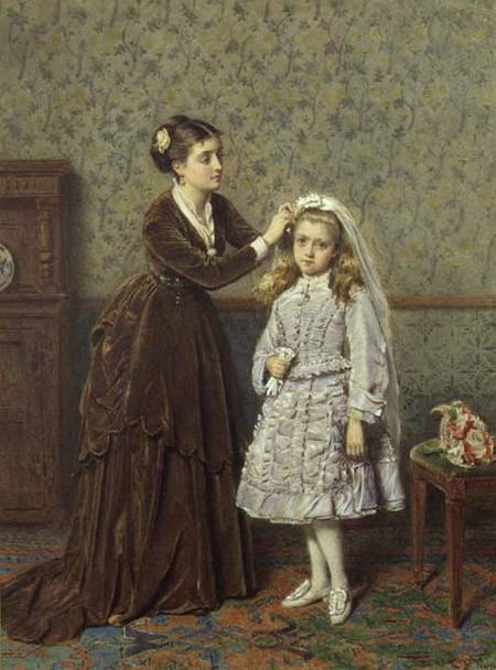 Her First Communion, vintage artwork by George Goodwin Kilburne, 12x8" (A4) Poster