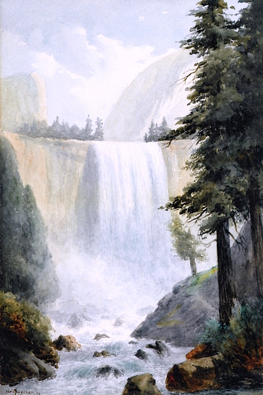 Vernal Falls, vintage artwork by Christian Jorgensen, 12x8" (A4) Poster