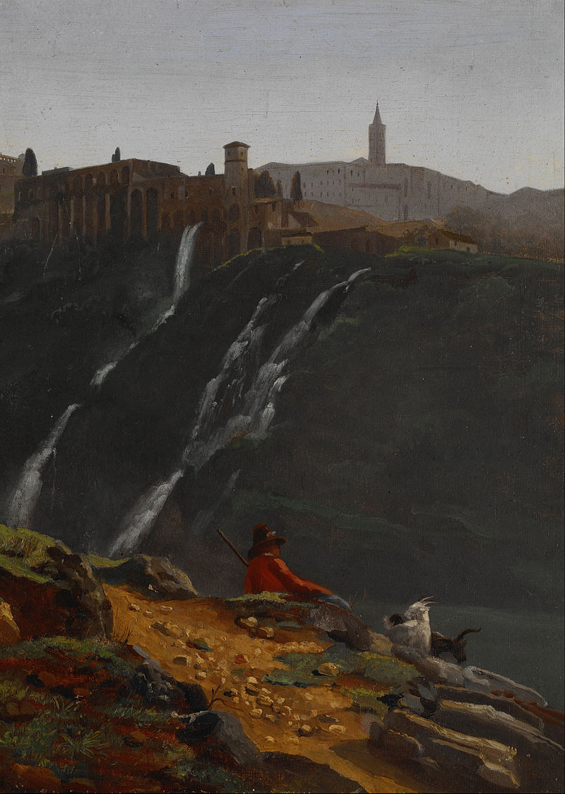 Goatherd Opposite the Falls of Tivoli, vintage artwork by Achille-Etna Michallon, A3 (16x12") Poster Print