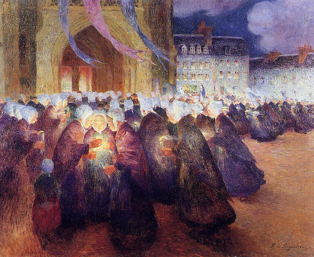e Procession at Saint-Pol-de-Leon by Ferdinand du Puigaudeau,A3(16x12")Poster