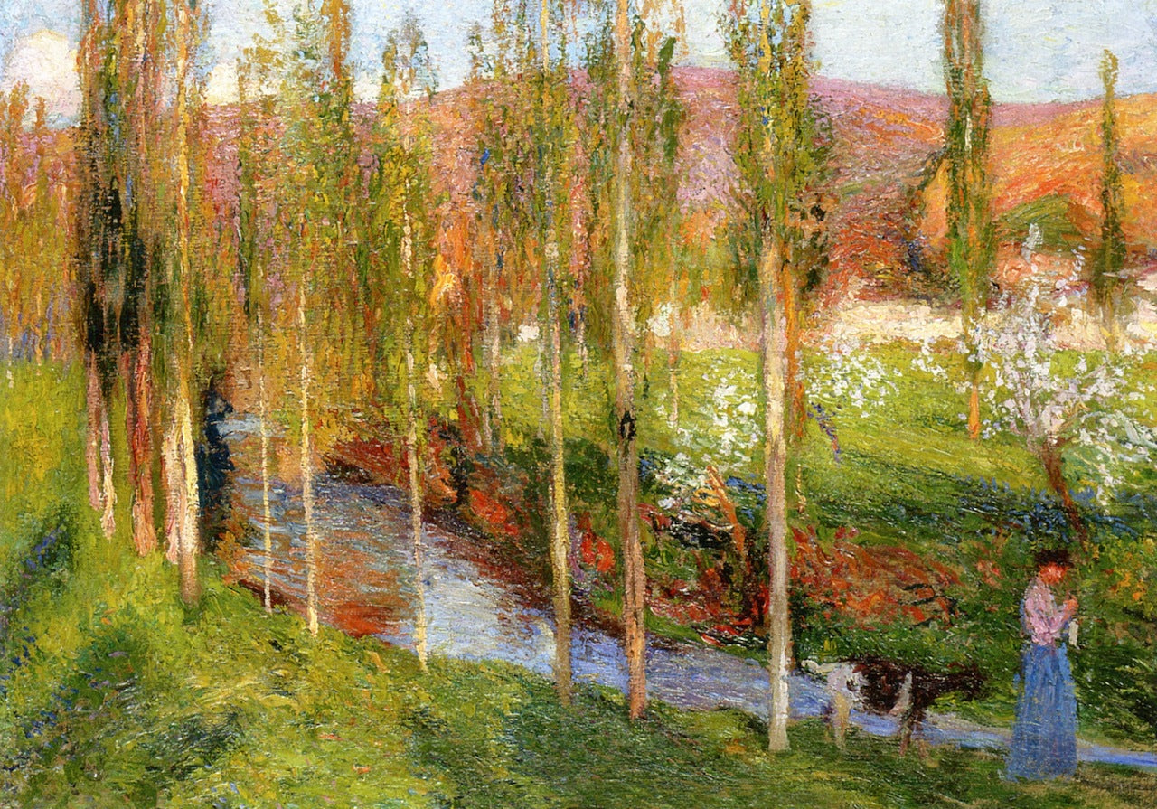e chevre se promenant dans la Vallee du Vert by Henri Martin,A3(16x12")Poster