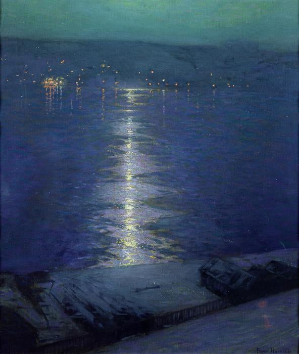 Clair de lune sur la riviere, vintage artwork by Lowell Birge Harrison, 12x8" (A4) Poster