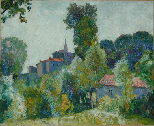 Village in Summer, vintage artwork by Victor Charreton, 12x8" (A4) Poster