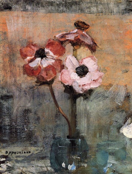 Anemones in a Vase, vintage artwork by Piet Mondriaan, 12x8" (A4) Poster