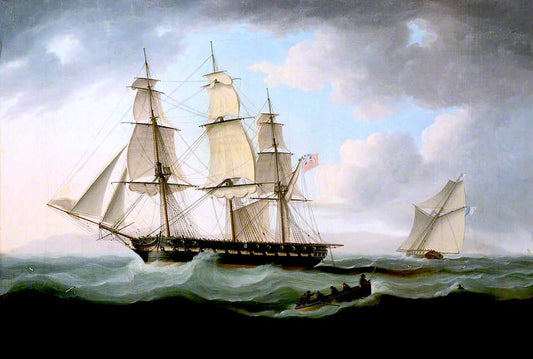 Frigate and Cutter, vintage artwork by Thomas Buttersworth, 12x8" (A4) Poster