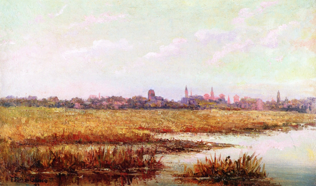 Marshes and St. Augustine Skyline, vintage artwork by Felix de Crano, 12x8" (A4) Poster