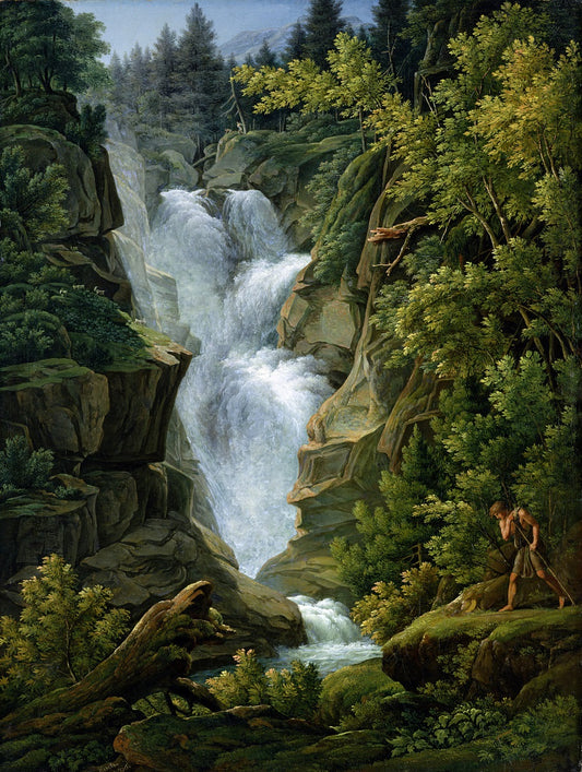 Waterfall in the Bernese Oberland, vintage artwork by Joseph Anton Koch, 12x8" (A4) Poster