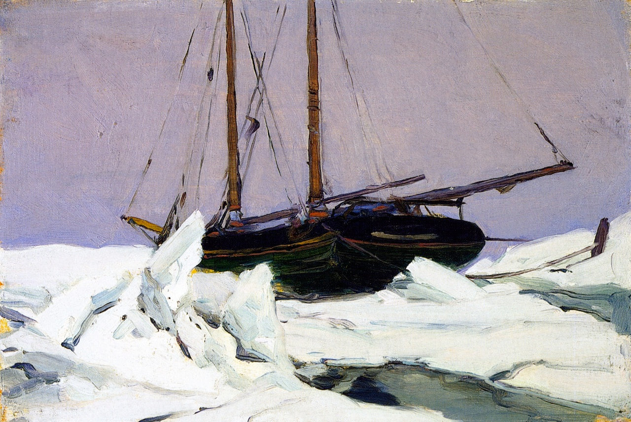 Schooner in the Ice Pack (study), vintage artwork by Clarence Gagnon, 12x8" (A4) Poster