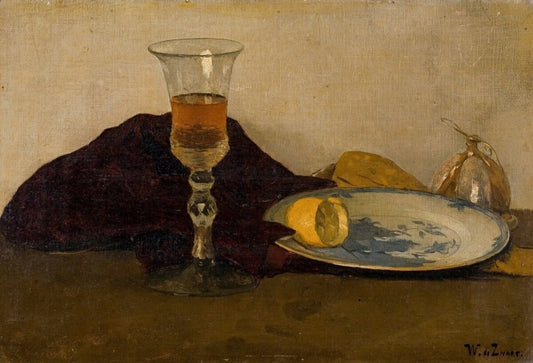 Still life with a Glass of Wine, vintage artwork by Willem de Zwart, 12x8" (A4) Poster