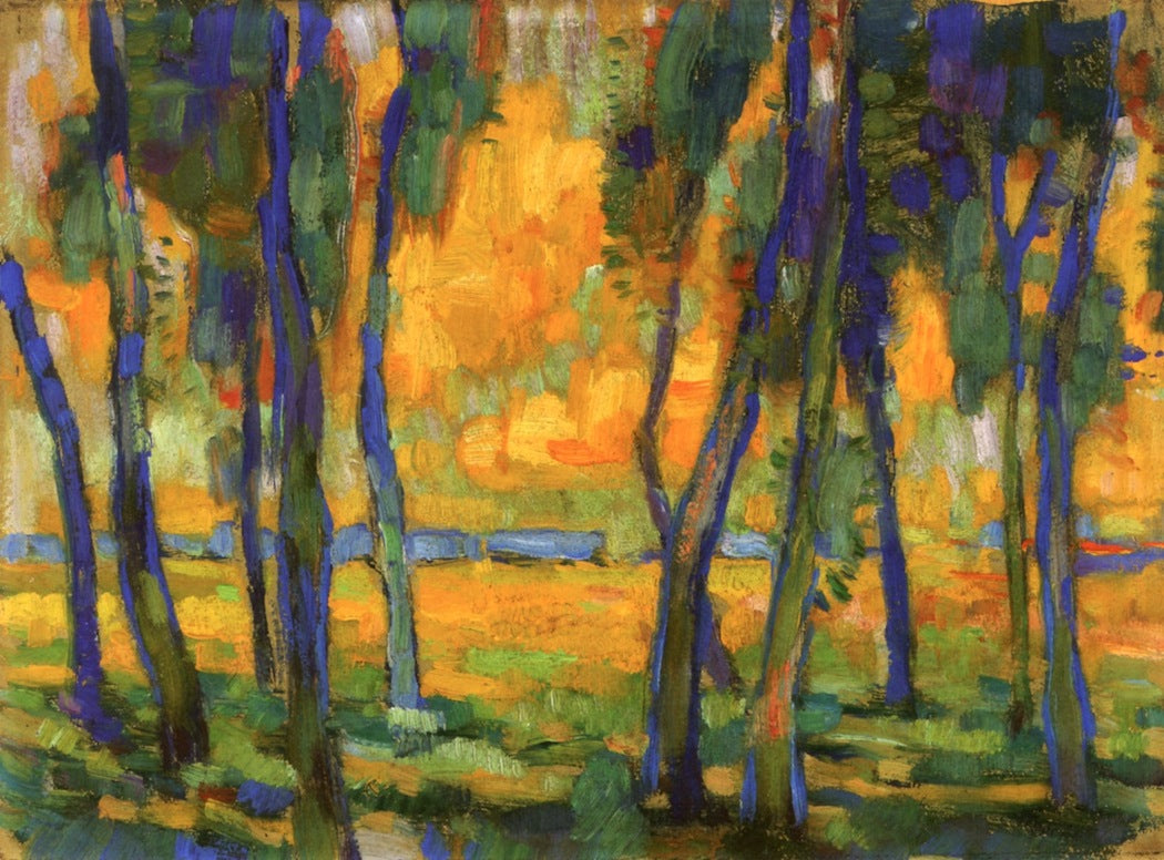 Trees in Landscape, vintage artwork by Edouard Vysekal, 12x8" (A4) Poster
