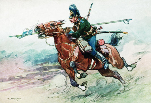 Going to the Battle, vintage artwork by Nikolai Samokish, 12x8" (A4) Poster