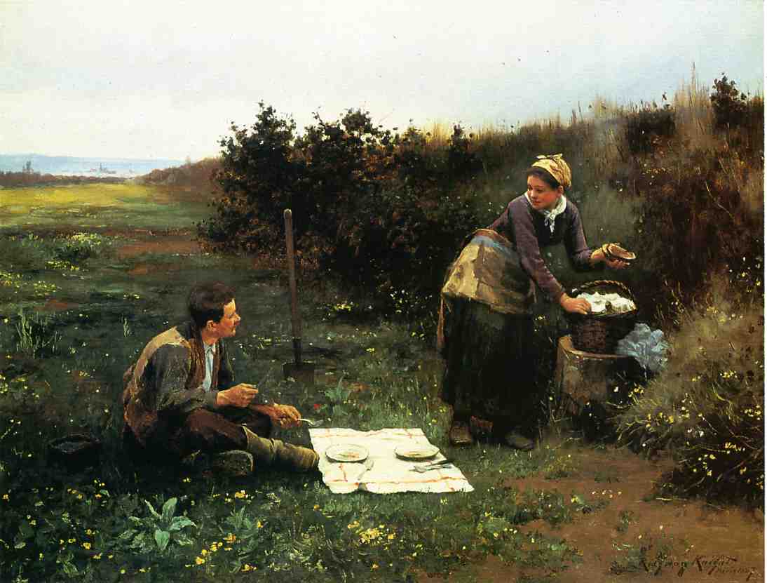 The Honeymoon Breakfast, vintage artwork by Daniel Ridgway Knight, 12x8" (A4) Poster