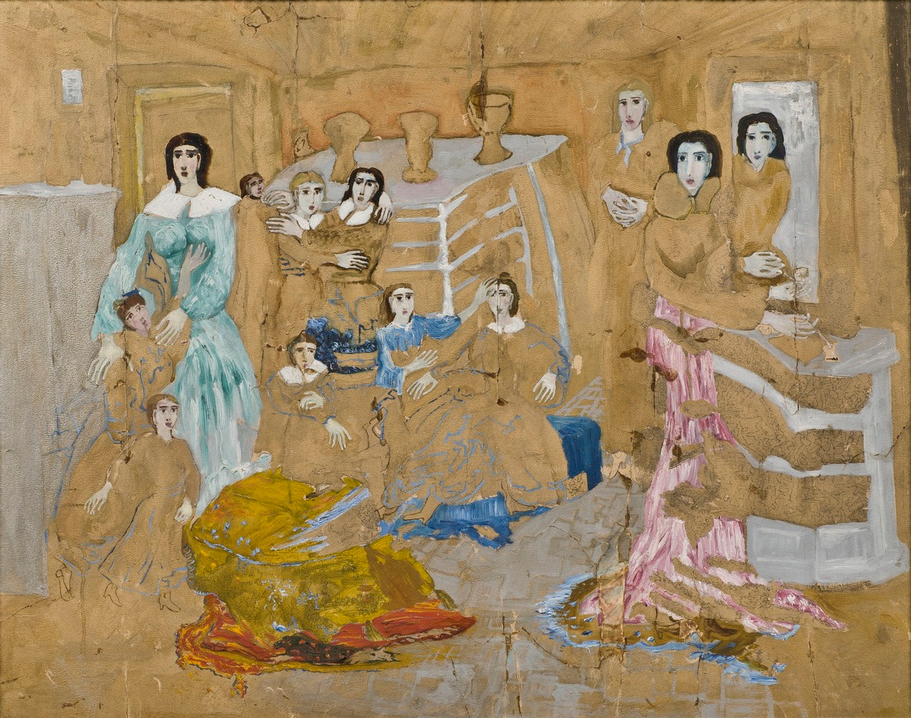 Figures on Golden Ground, vintage artwork by Carl Fredrik Hill, 12x8" (A4) Poster