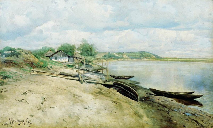 ishing Village on the Dnieper River by Konstantin Kryzhitsky,A3(16x12