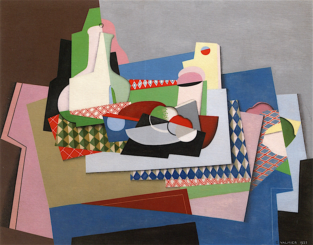 Still Life with Fruit Dish, vintage artwork by Georges Valmier, 12x8" (A4) Poster