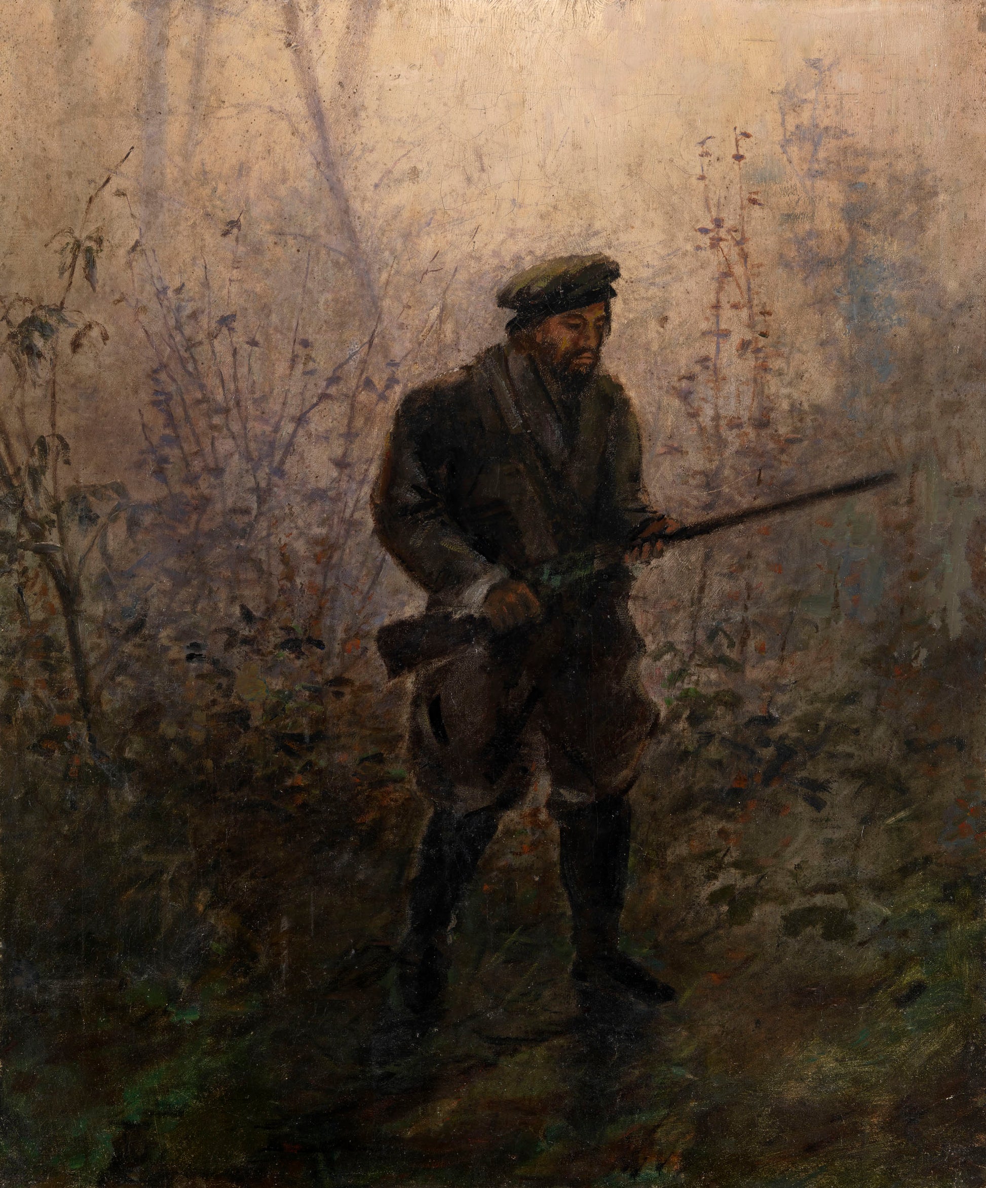 Hunter in the Forest, vintage artwork by Ivan Pokhitonov, 12x8" (A4) Poster