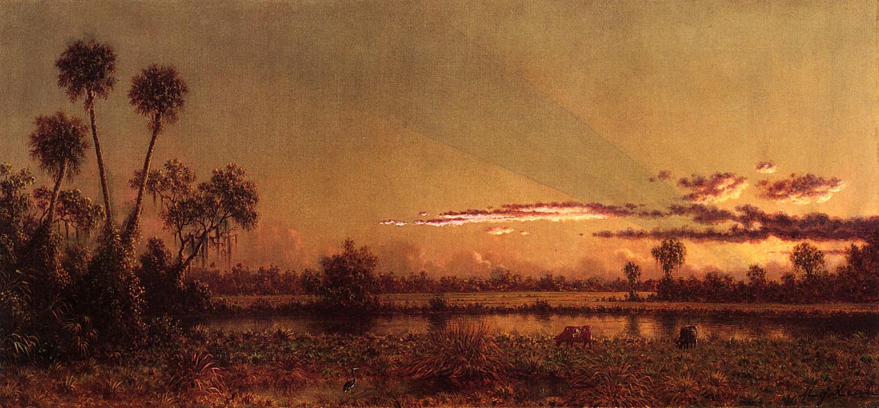 Florida Sunset, vintage artwork by Martin Johnson Heade, A3 (16x12") Poster Print