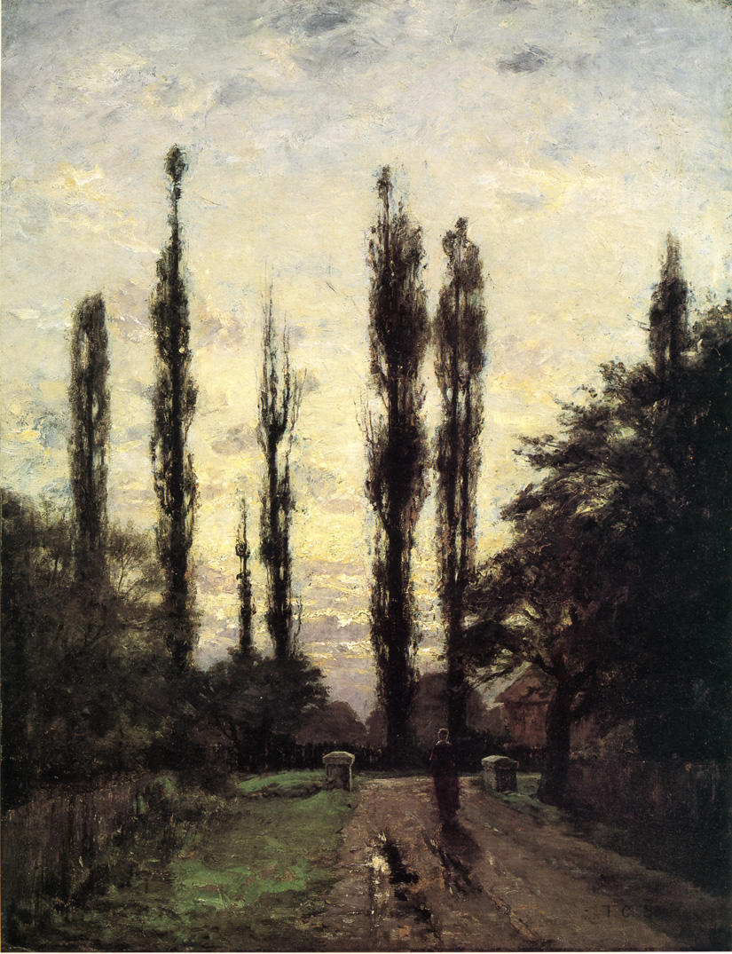 Evening, Poplars, vintage artwork by Theodore Clement Steele, 12x8" (A4) Poster