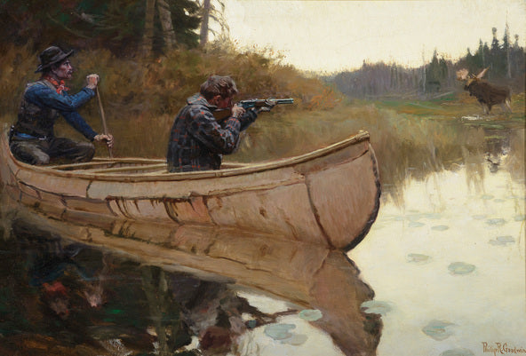 The Moose Hunters, vintage artwork by Philip R. Goodwin, 12x8" (A4) Poster