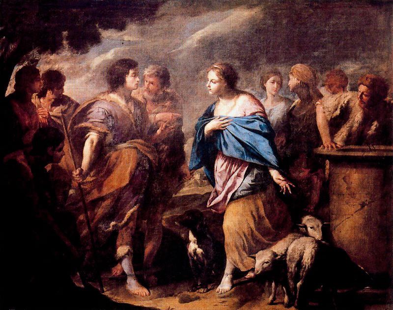 The Meeting of Rebecca and Isaac, vintage artwork by Andrea Vaccaro, 12x8" (A4) Poster