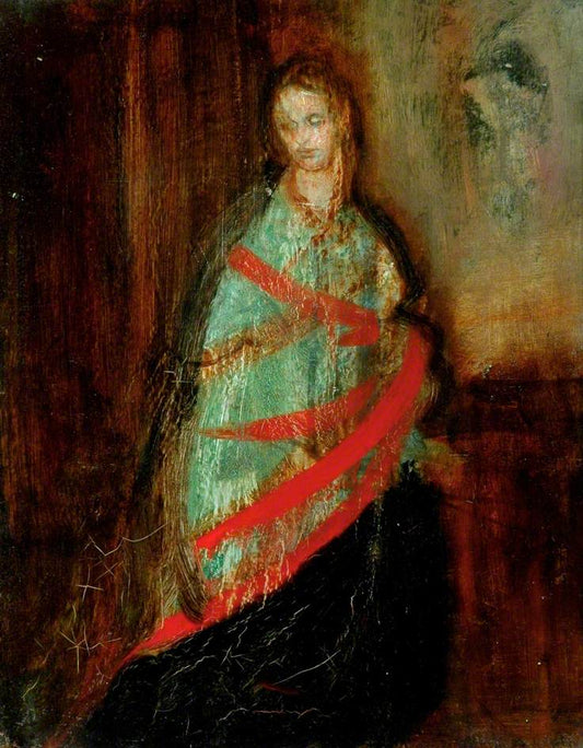 The Green Cloak, vintage artwork by Ambrose McEvoy, 12x8" (A4) Poster