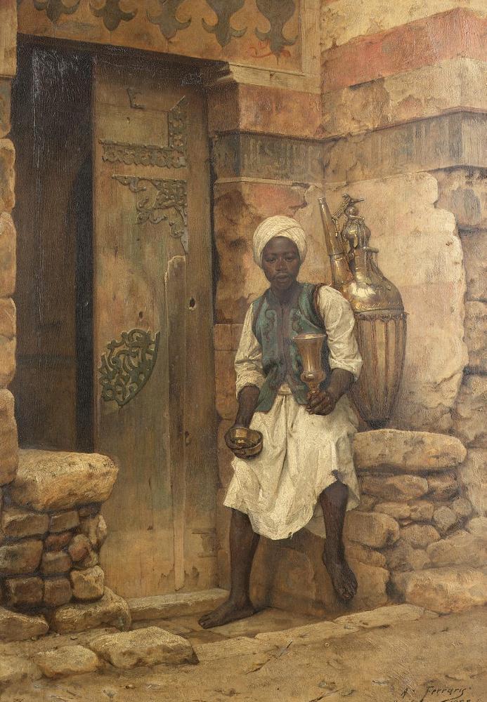 A Nubian Boy, vintage artwork by Arthur von Ferraris, 12x8" (A4) Poster