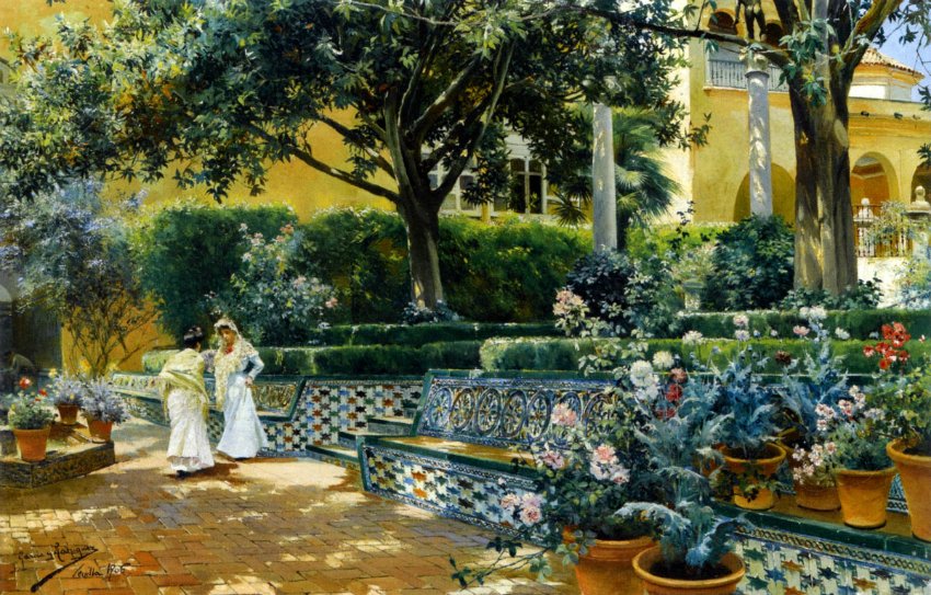 Gardens of the Alcazar Seville by Manuel Garcia y Rodriguez,A3(16x12")Poster