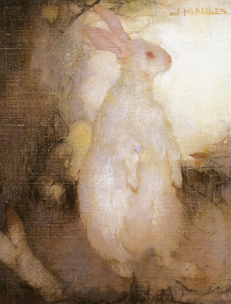 White Rabbit, Standing, vintage artwork by Jan Mankes, 12x8" (A4) Poster