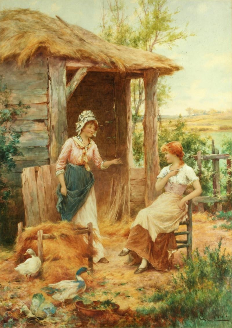 Farmyard Gossips by Alfred Augustus Glendening, Jr.,A3(16x12")Poster