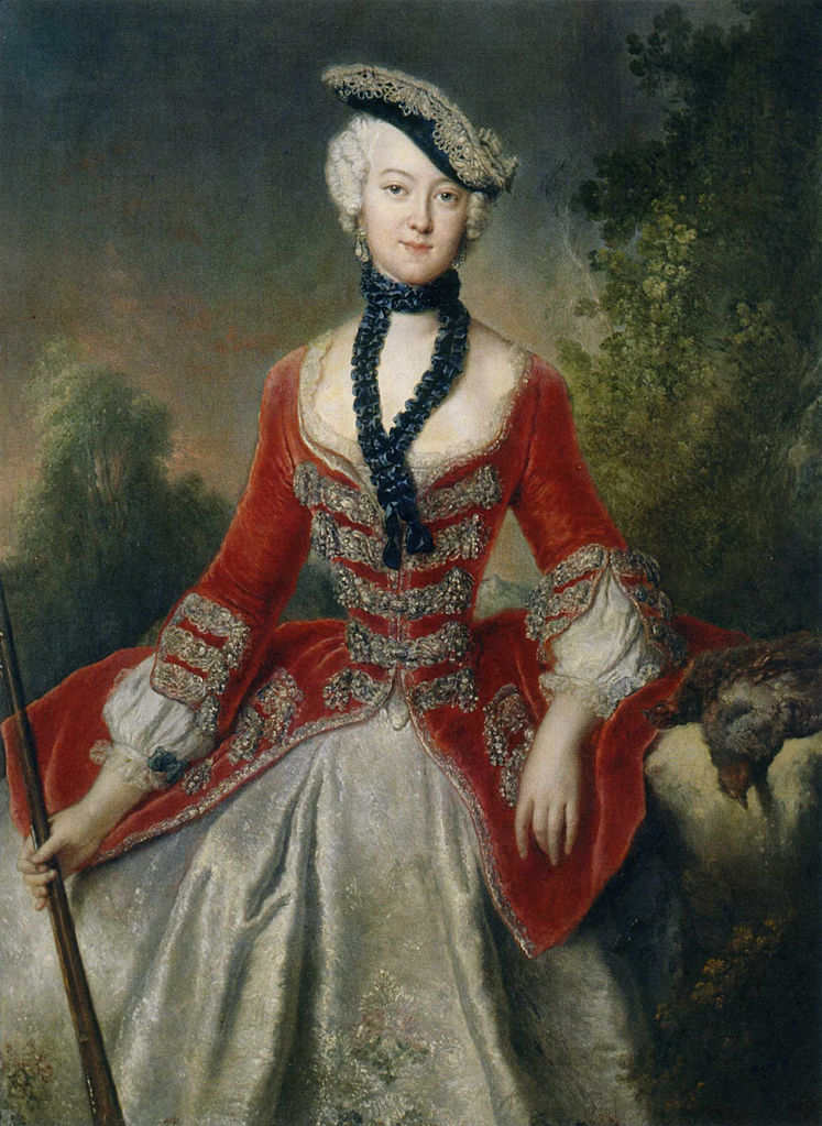 Portrait of Sophie Marie Gräfin Voss, vintage artwork by Antoine Pesne, 12x8" (A4) Poster