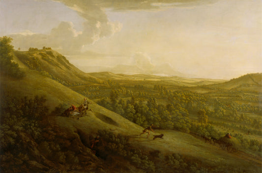 Box Hill, Surrey, with Dorking in the Distance, vintage artwork by George Lambert, 12x8" (A4) Poster