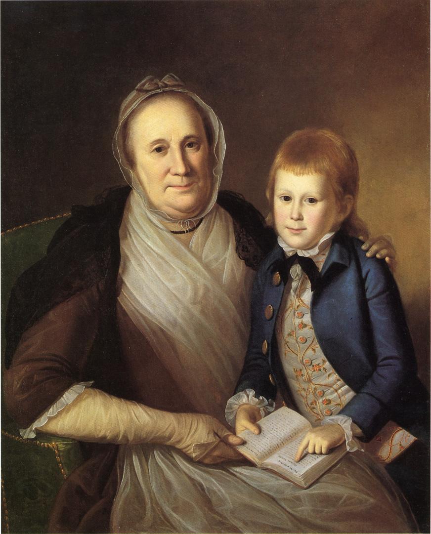 Mrs. James Smith and Grandson, vintage artwork by Charles Willson Peale, 12x8" (A4) Poster