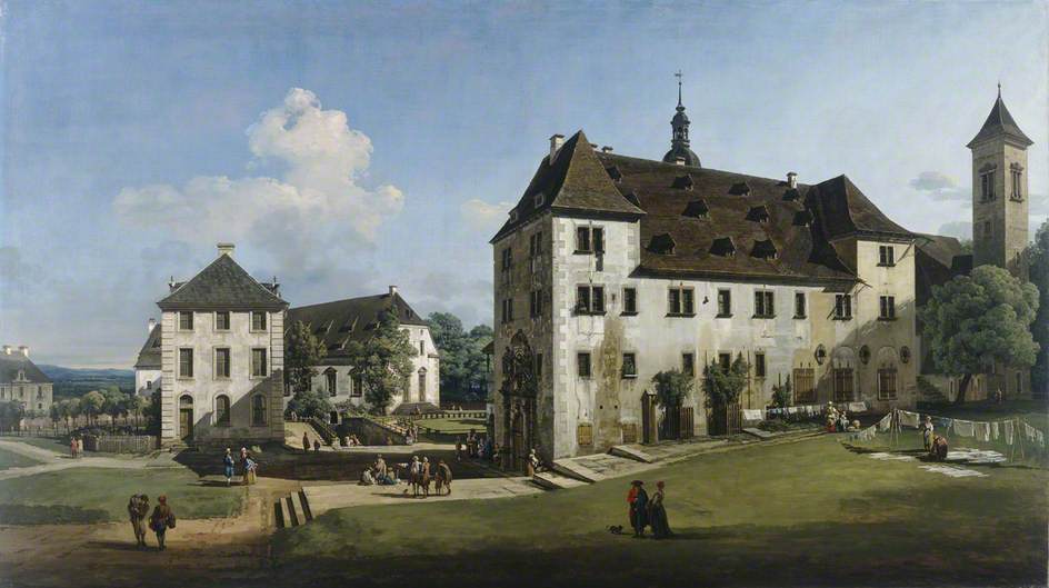 The Fortress of Konigstein:  Courtyard with the Magdalenenburg, vintage artwork by Bernardo Bellotto, 12x8" (A4) Poster