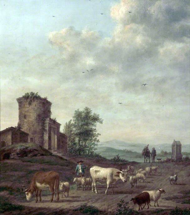 Beacon Fire, vintage artwork by Claude Lorrain, 12x8" (A4) Poster