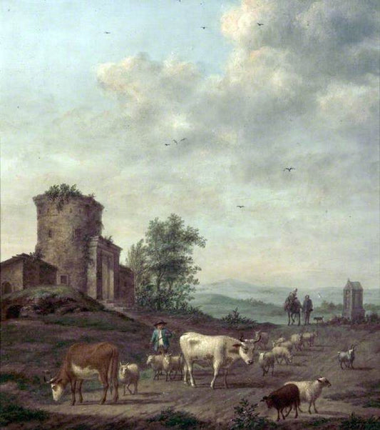 Beacon Fire, vintage artwork by Claude Lorrain, 12x8" (A4) Poster