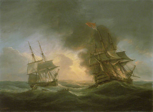 Loss of the East Indiaman 'Kent', 1 March 1825: Catching Fire, vintage artwork by Thomas Luny, 12x8" (A4) Poster