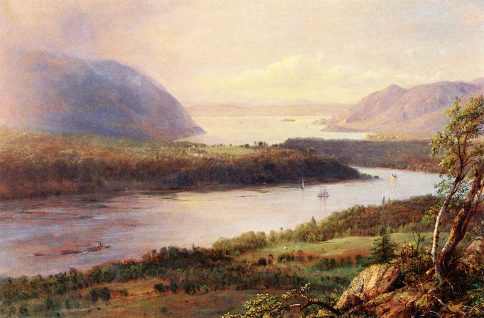 The Highlands of the Hudson River, vintage artwork by Frederic Edwin Church, 12x8