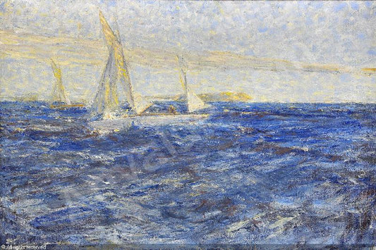 Segelbatar, Fjällangsfjärden, vintage artwork by Johan Axel Gustaf Acke, 12x8" (A4) Poster