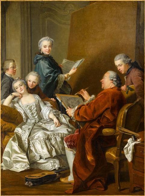 Carle van Loo et sa famille, vintage artwork by Louis-Michel Van Loo, 12x8" (A4) Poster