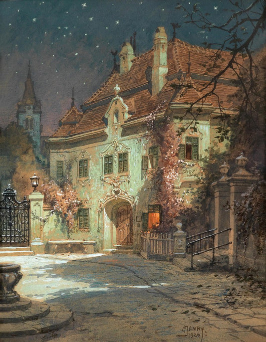 Summer Night, vintage artwork by Georg Janny, 12x8" (A4) Poster