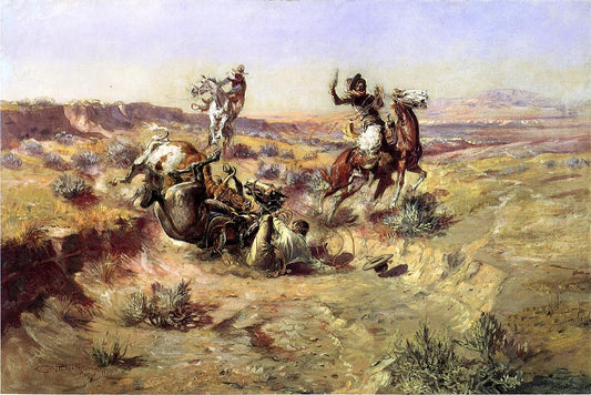 The Broken Rope, vintage artwork by Charles Marion Russell, 12x8" (A4) Poster